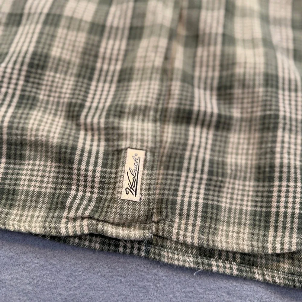 Woolrich Button Down Shirt Womens Medium Cabincore Plaid Green Cotton Long - Picture 2 of 9